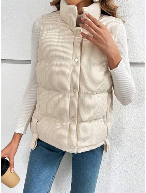 SHEIN Frenchy Snap Button Front Vest Puffer Coat