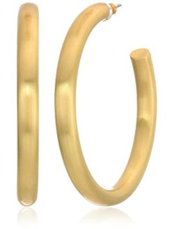 Women's Gold Large Tubular Hoop Earrings, One Size