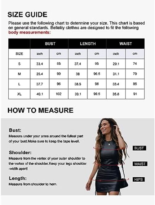 Bellelily Sexy Faux PU Leather Sleeveless Bodycon Dress for Women Side Drawstring Ruched Mini Tank Dresses Casual Party Club