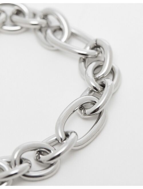 Reclaimed Vintage unisex chunky chain cross charm bracelet in stainless steel
