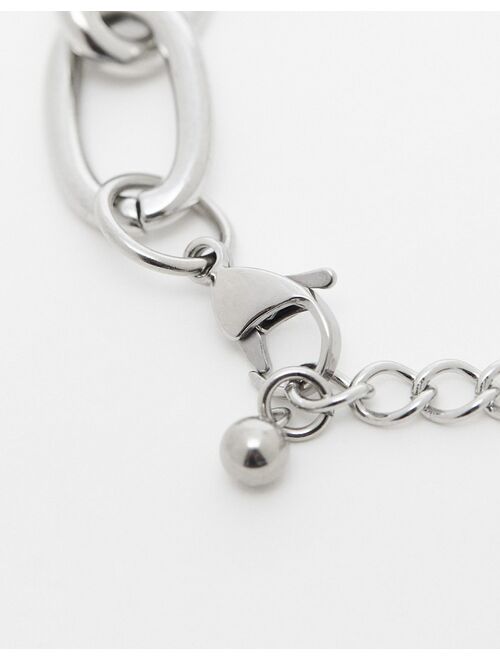 Reclaimed Vintage unisex chunky chain cross charm bracelet in stainless steel