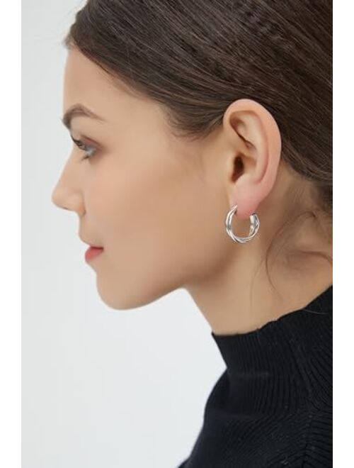 IELEGLOWS 18K Gold Plated Hoop Earrings for Women | Chunky Open Hoops | Twisted Huggie Hoop Earrings