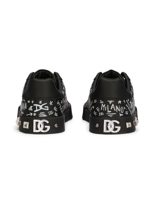 Dolce & Gabbana Kids Portofino Graffiti logo-print sneakers