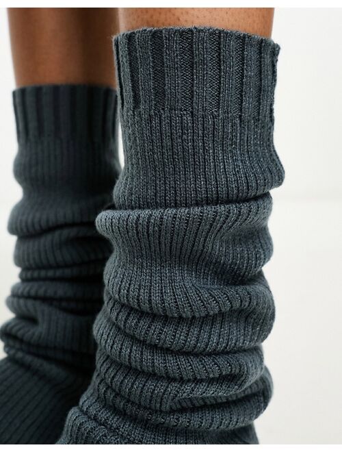 Weekday knit leg warmers in steel blue