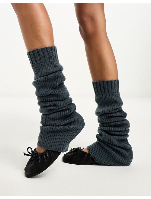 Weekday knit leg warmers in steel blue
