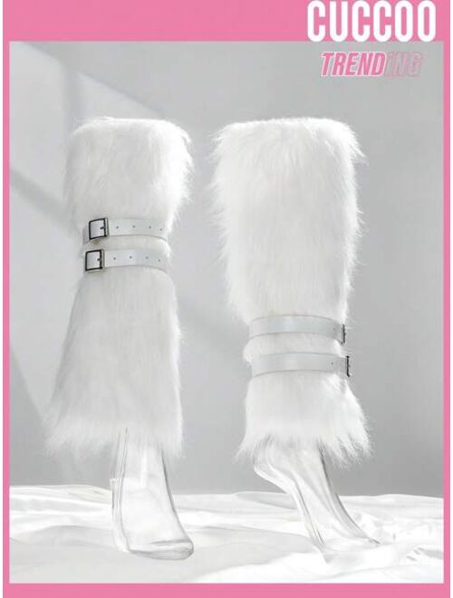 Shein Cuccoo Everyday Collection 1pair Two Buckle Design Shoe Decorations, White Polyester Stylish Accessories For Shoes