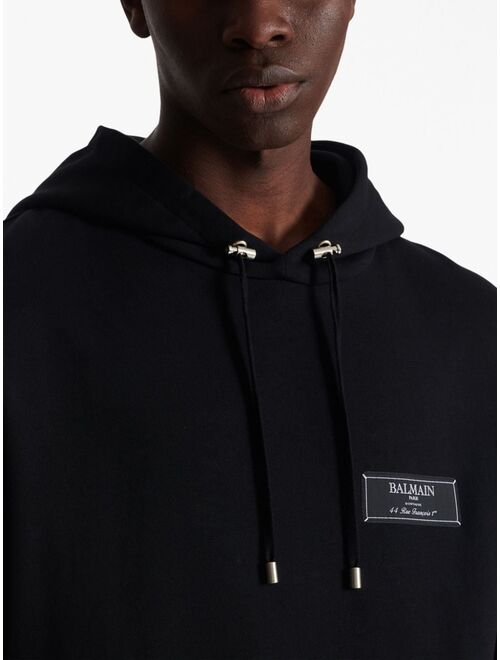 Balmain logo-patch cotton hoodie