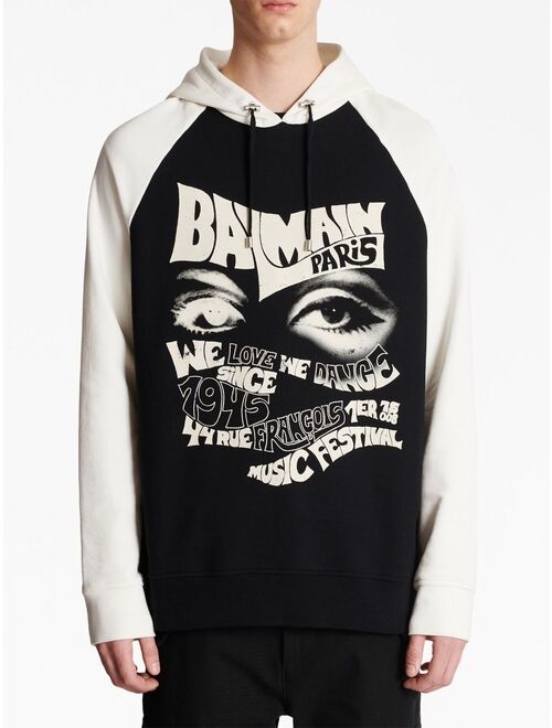 Balmain festival-print drawstring hoodie