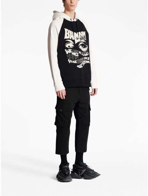 Balmain festival-print drawstring hoodie