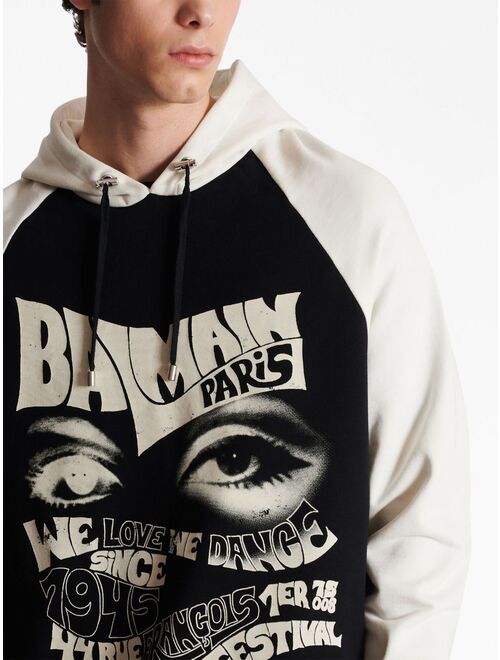 Balmain festival-print drawstring hoodie