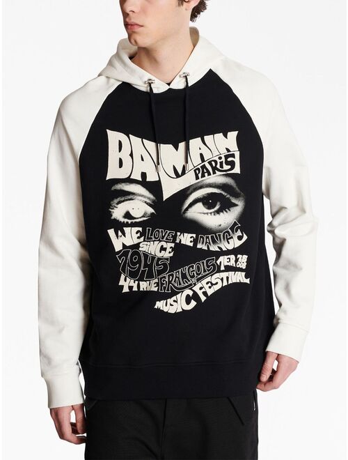 Balmain festival-print drawstring hoodie