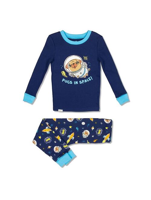 Licensed Character Boys 4-10 Free 2 Dream Space Pug Top & Bottoms Pajama Set