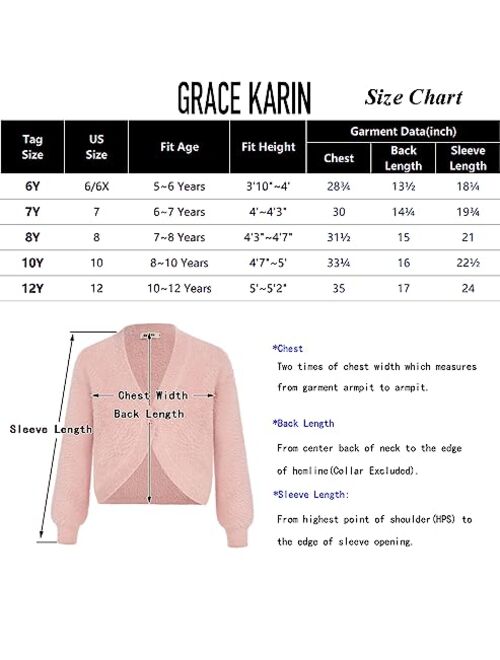 GRACE KARIN Girls Long Sleeve Bolero Shrug Cardigan Sweater Dress Cover Up 6-12Y