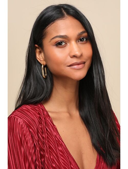 Lulus Style in Simplicity Gold Oval Hoop Earrings