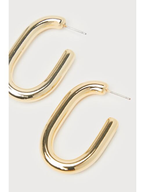 Lulus Style in Simplicity Gold Oval Hoop Earrings