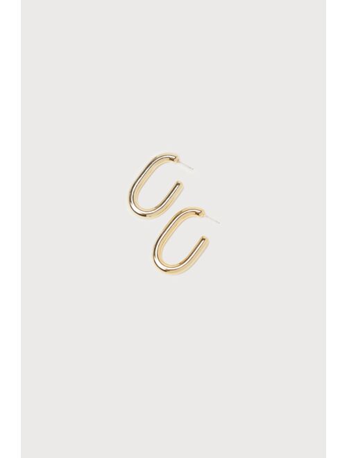 Lulus Style in Simplicity Gold Oval Hoop Earrings