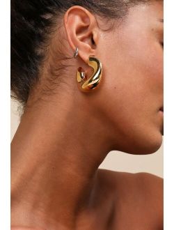Gorgeous Effect Gold Chunky Hoop Earrings