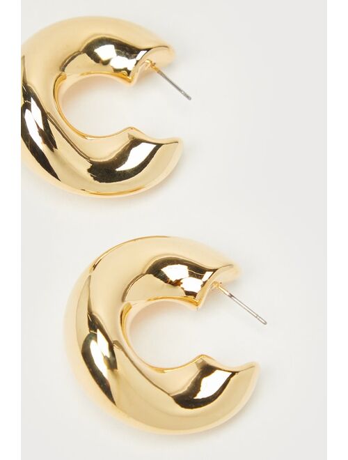 Lulus Gorgeous Effect Gold Chunky Hoop Earrings