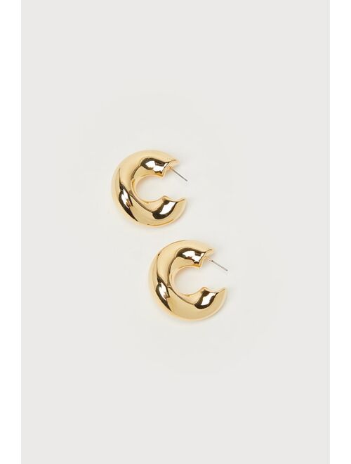 Lulus Gorgeous Effect Gold Chunky Hoop Earrings