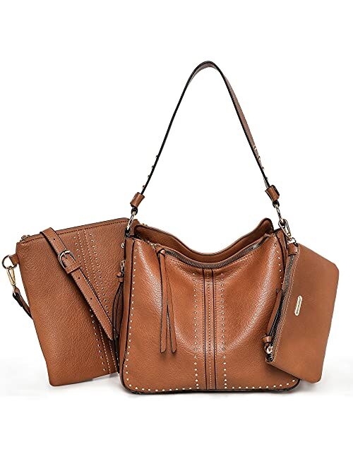 Montana West Tote Handbags for Women Concealed Carry Purses Vegan Leather Hobo Shoulder Bag 3pcs Purse Set