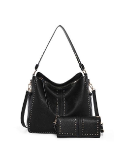 Hobo Handbag for Women Large Purses and Handbags with Studs and Crossbody Strap