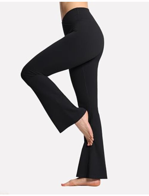 THE GYM PEOPLE Women's Crossover High Waist Flare Workout Leggings Bootcut Bell Bottom Yoga Pants with Tummy Control