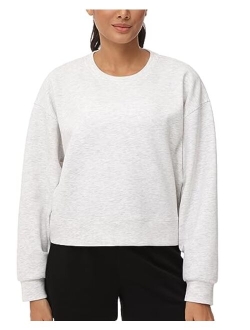 Women's Crewneck Cropped Pullover Sweatshirt Cute Basic Long Sleeves Workout Tops