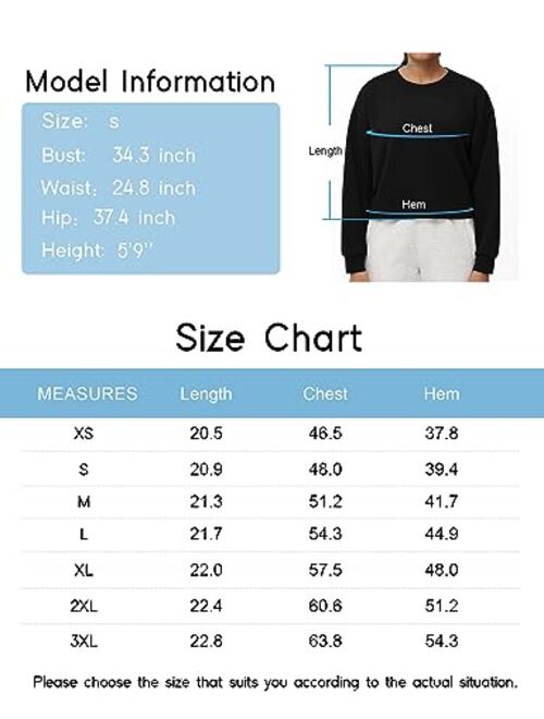 THE GYM PEOPLE Women's Crewneck Cropped Pullover Sweatshirt Cute Basic Long Sleeves Workout Tops