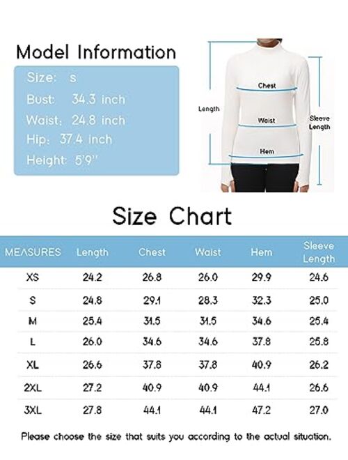 THE GYM PEOPLE Women's Mock Turtleneck Long Sleeve Shirts Fleece Thermal Underwear Pullover Tops with Thumb Hole
