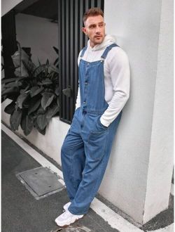 Manfinity Men's Plus Size Buckled Denim Overalls Without Top