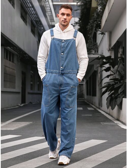Shein Manfinity Men's Plus Size Buckled Denim Overalls Without Top