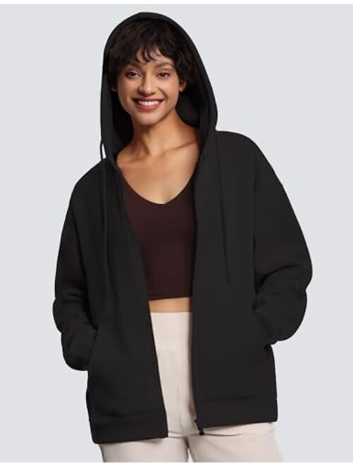 THE GYM PEOPLE Womens Oversized Fleece Hoodies Full-Zip Workout Lounge Hooded Coats Fall Tops with Pockets Drawstring
