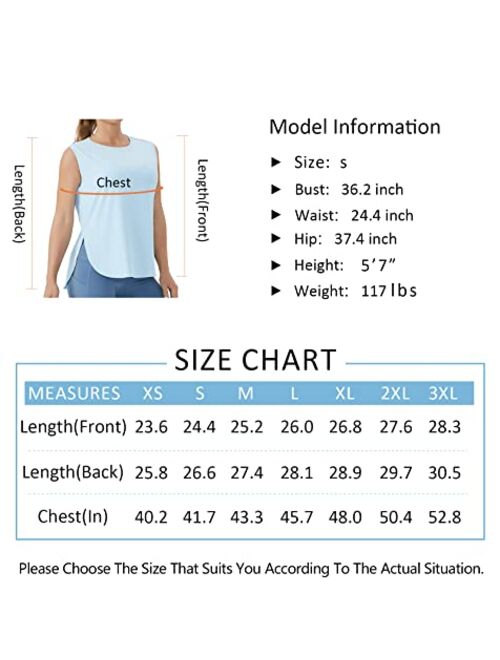 THE GYM PEOPLE Women's Workout Tank Tops Loose Fit Sleeveless Cotton Running Shirts