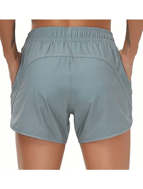 THE GYM PEOPLE Womens' Workout Shorts Quick-Dry with Zipper Pockets