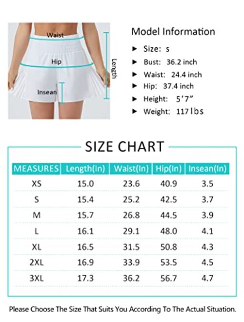 THE GYM PEOPLE Women's High Waist Workout Shorts Side Pleated Athletic Running Shorts with Mesh Liner Zip Pocket