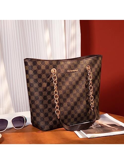 Montana West Handbags for Women Chain Shoulder Vegan Leather Tote Bag Top Handle Handbag