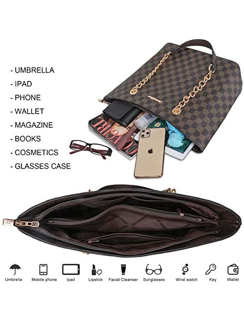 Montana West Handbags for Women Chain Shoulder Vegan Leather Tote Bag Top Handle Handbag