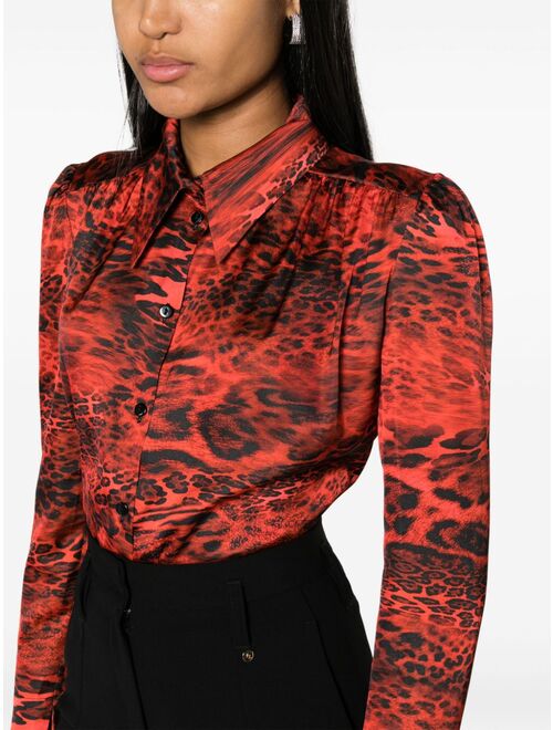 NISSA leopard-print satin shirt