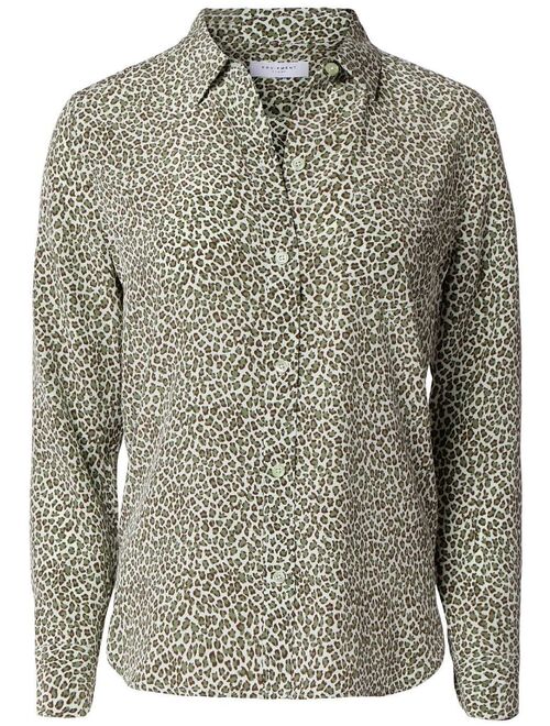 Equipment long-sleeve leopard silk shirt