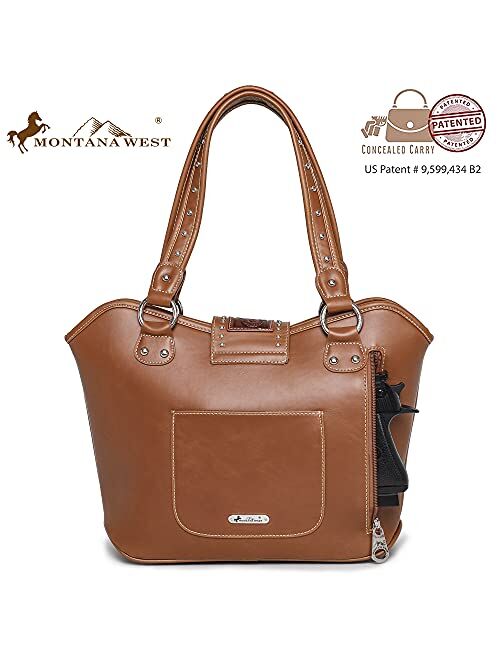Montana West Women's Western Handbag Tooling Tote Bag Conceal Carry Purse with Detachable Holster