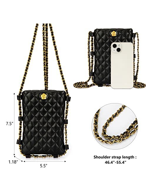 Montana West Small Quilted Cell Phone Purse for Women Soft Chain Crossbody Cellphone Wallet Bag
