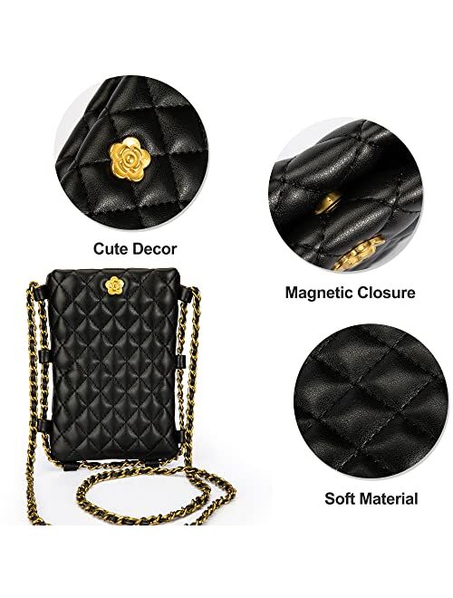 Montana West Small Quilted Cell Phone Purse for Women Soft Chain Crossbody Cellphone Wallet Bag