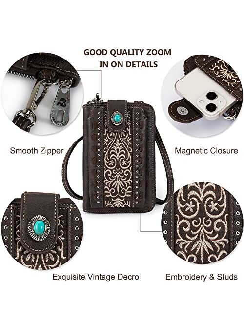 Montana West Western Style Small Crossbody Cell Phone Purses for Women Phone Bags Wallet with Coin Pocket