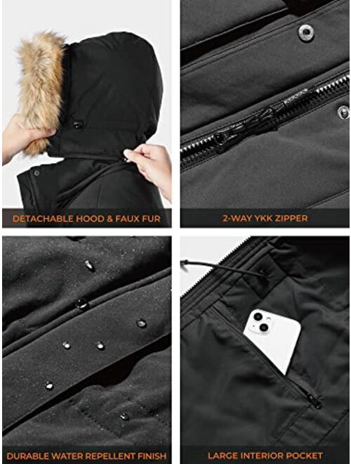 ORORO [Upgraded Battery] Women's Heated Parka Jacket with 4 Heat Zones and Detachable Hood (Battery Included)