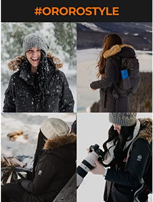 ORORO [Upgraded Battery] Women's Heated Parka Jacket with 4 Heat Zones and Detachable Hood (Battery Included)