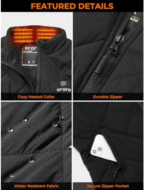 ORORO Women's Lightweight Heated Vest with Battery Pack