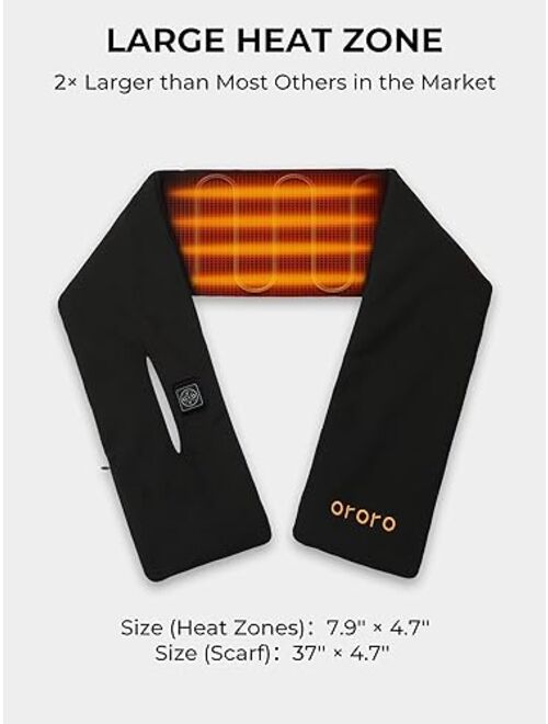ORORO [Upgraded Battery] Heated Scarf with Battery, Up to 12 Hours of Warmth, Cordless Neck Heating Pad
