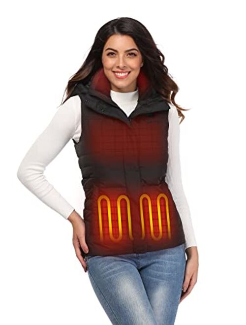 ORORO Women's Heated Vest with 90% Down Insulation and Detachable Hood (Battery Included)