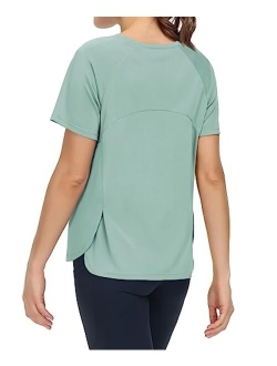 Women's Short Sleeve Workout Shirts Breathable Yoga T-Shirts with Side Slits Athletic Tee Tops