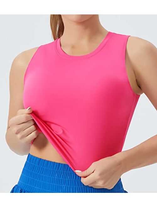 THE GYM PEOPLE Women's Medium Support Sports Bra Removable Padded Sleeveless Workout Crop Tops